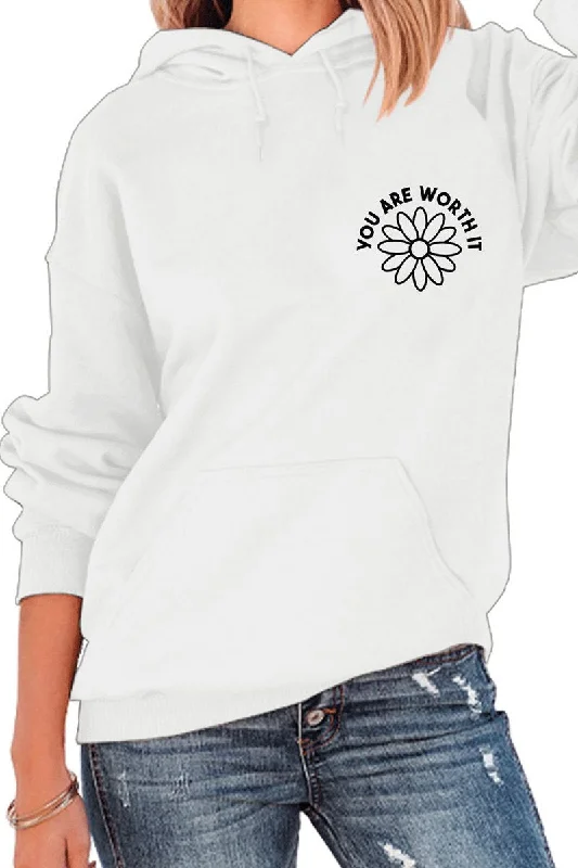 Hemp SweatshirtsWOMEN FLOWER PATTEN HOODED SWEATSHIRT