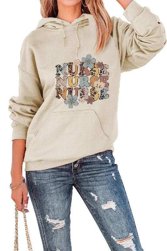 Recycled Fabric HoodiesWOMEN FUN LETTER PRINTING HOODED SWEATSHIRT