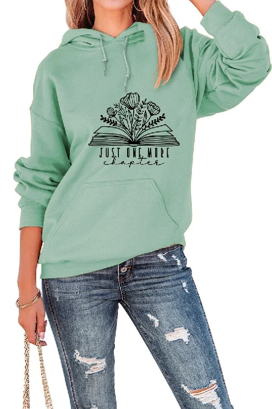 Polyester HoodiesWOMEN BOOK PRINT HOODED SWEATSHIRT