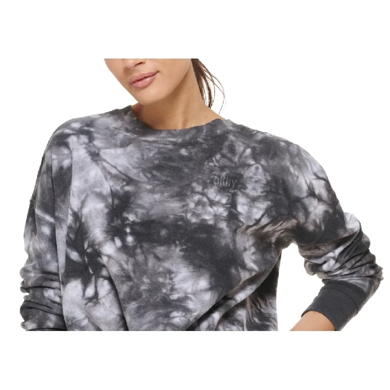 Wool Blend SweatshirtsDkny Women's Cotton Tie Dyed Sweatshirt Black Size Small