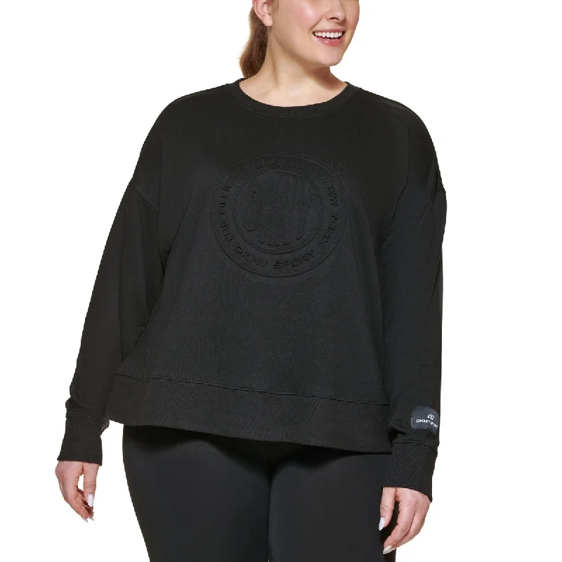 Athletic HoodiesDkny Women's Embossed Medallion Sweatshirt Black Size 3X