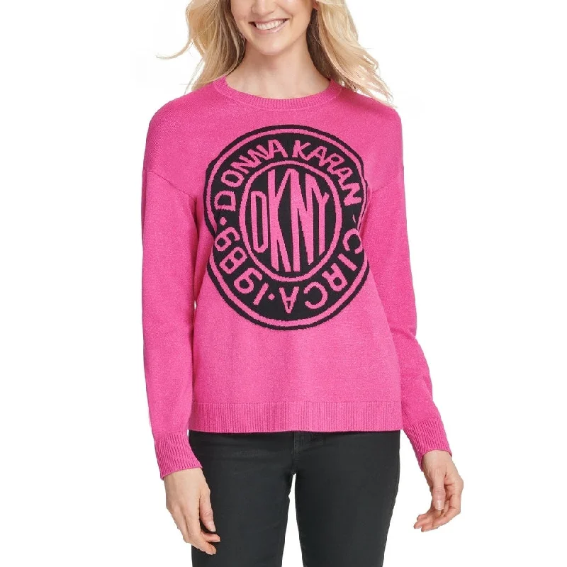 Metallic HoodiesDKNY Women's Graphic Logo Sweatshirt Pink Size X-Small