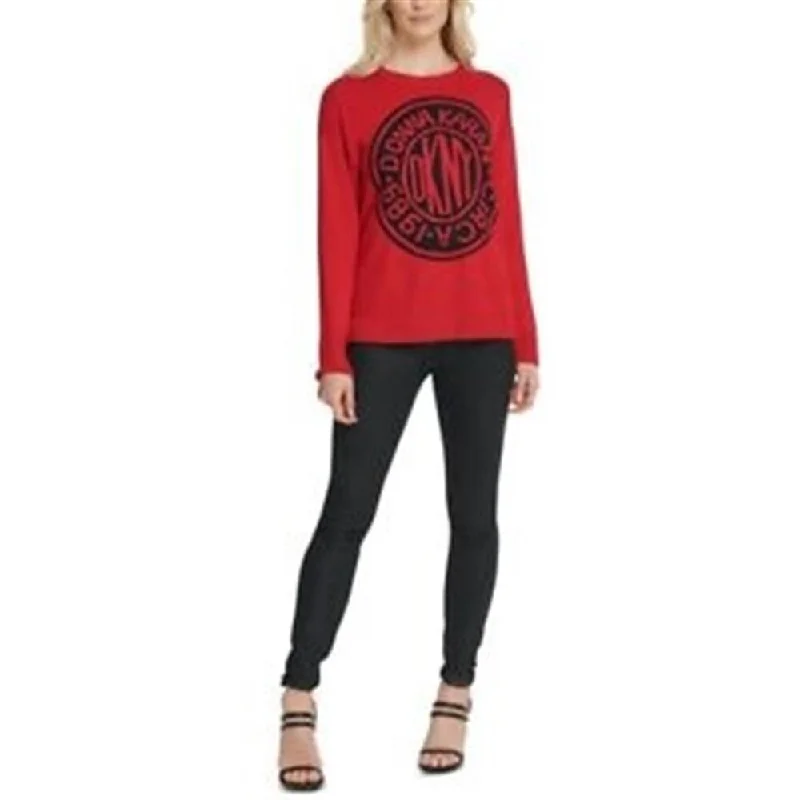 Tie-Dye HoodiesDKNY Women's Graphic Logo Sweatshirt Red Size Large