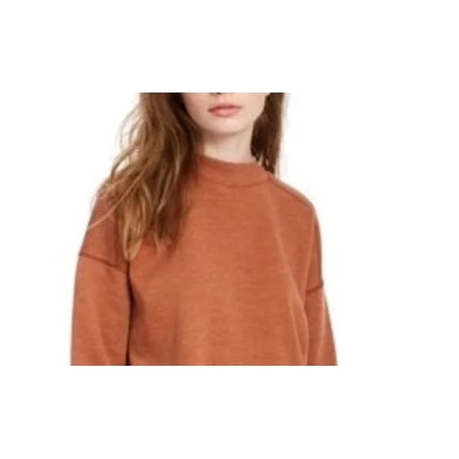 Zip-Up HoodiesHippie Rose Juniors' Mock-Neck Sweatshirt Caramel Size X-Small