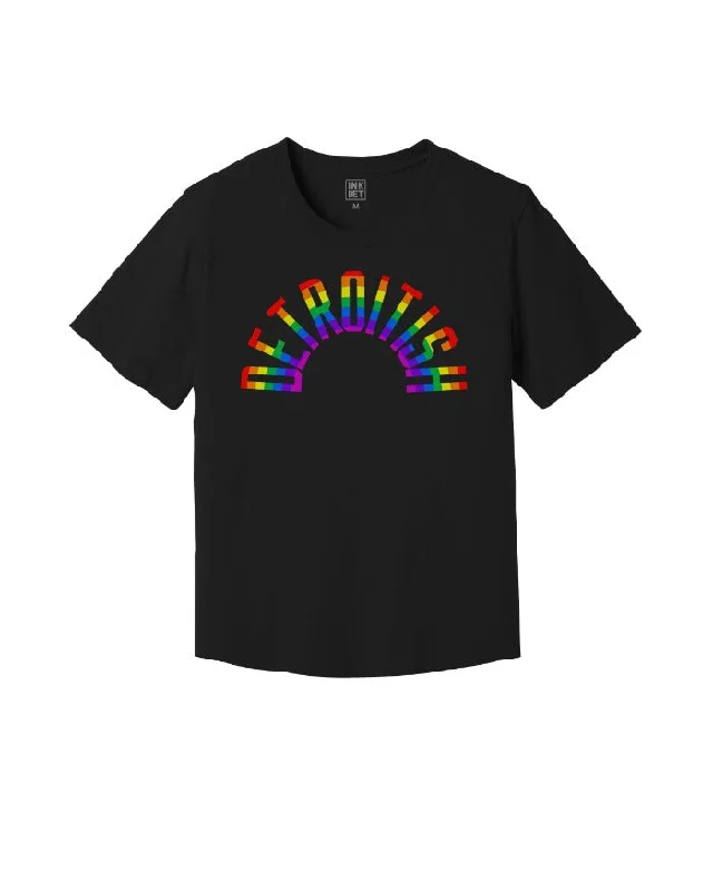 Studded T-ShirtsInk Detroit Detroitish Rainbow Kinda Cropped T-Shirt - Black