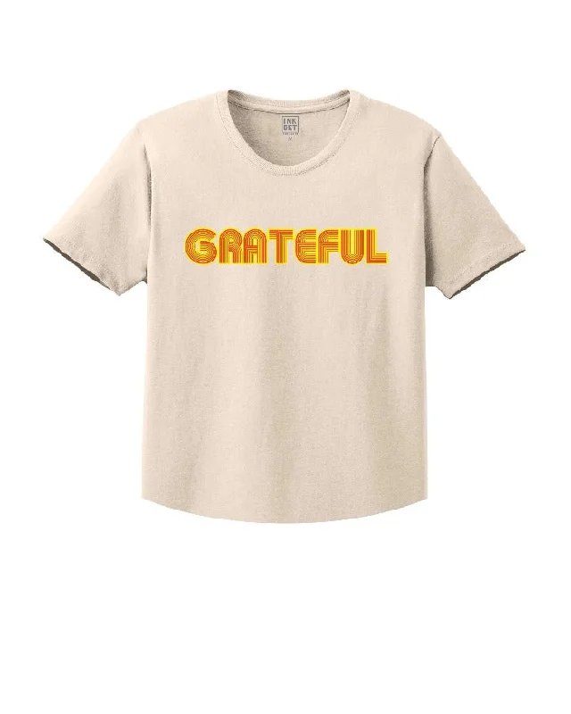 Asymmetrical T-ShirtsINK "Grateful" Kinda Cropped T-Shirt - Natural