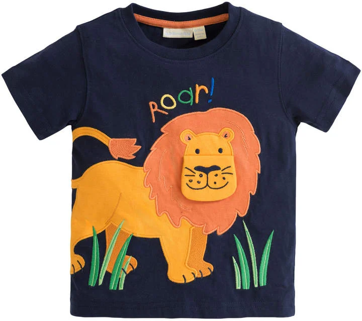 V-Neck T-ShirtsJojo Maman Bebe Kids Boys/Baby Lion T-shirt in Navy