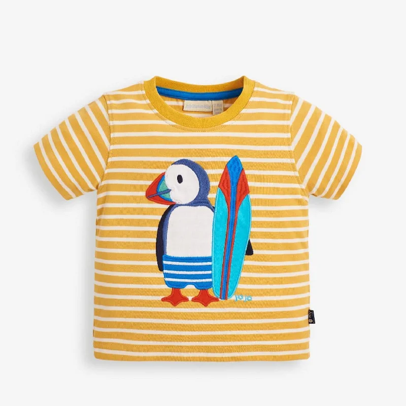 Organic Cotton T-ShirtsJojo Maman Bebe Kids Surfing Puffin Applique T-Shirt