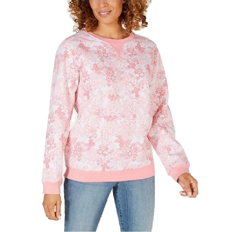 Hiking HoodiesKaren Scott Women's Floral-Print Sweatshirt Coral Topaz Size 2 Extra Large - XX-Large