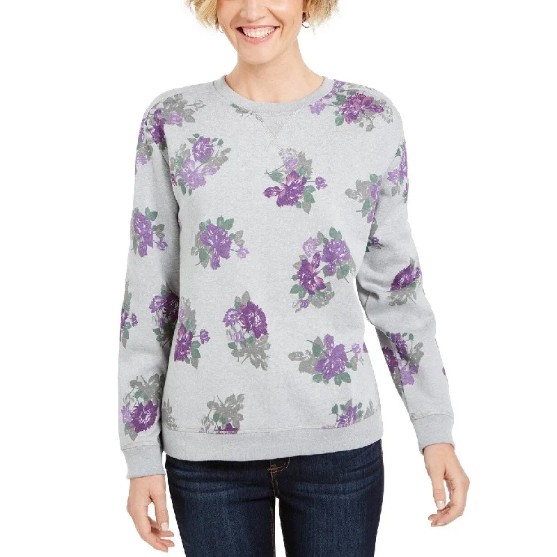 Button-Up SweatshirtsKaren Scott Women's Floral-Print Sweatshirt Gray Size Extra Large