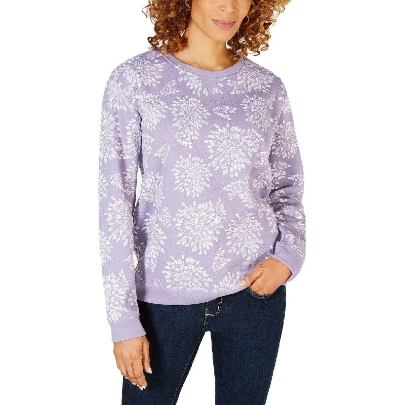 Zip-Up HoodiesKaren Scott Women's Floral-Print Sweatshirt Lilac Size Large