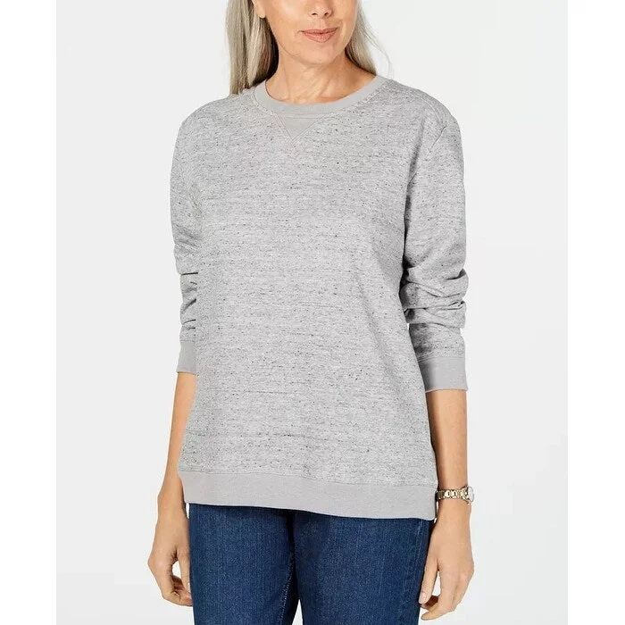 Cropped HoodiesKaren Scott Women's Sport Fleece Sweatshirt Gray Size X-Large