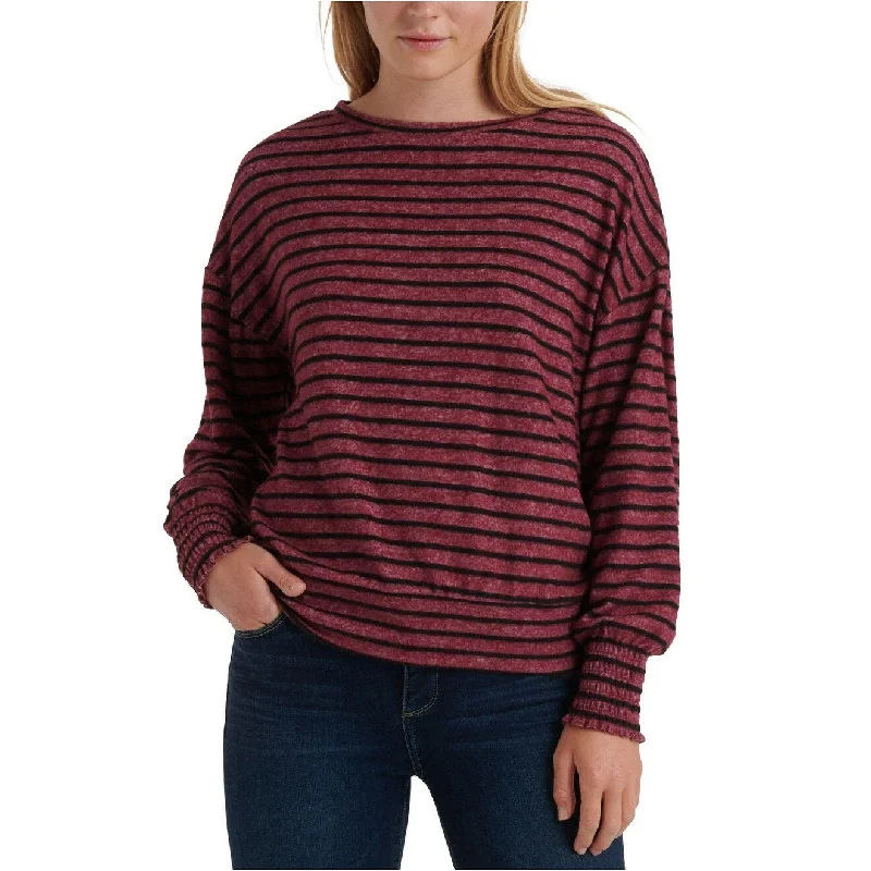 Statement HoodiesLucky Brand Women's Striped Smocked-Cuff Sweatshirt Red Size Small