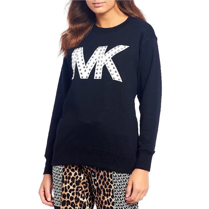 Microfleece HoodiesMichael Kors Women's Logo Stud Sweatshirt Navy Size Extra Large - X-Large