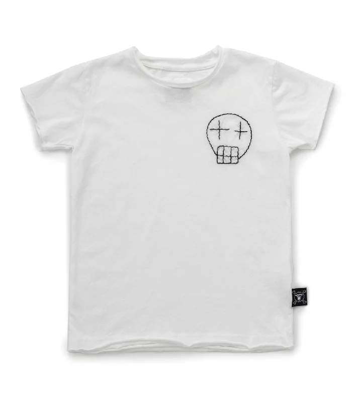 Linen T-ShirtsNununu Kids EMBROIDERED SKETCH SKULL T-shirt in White