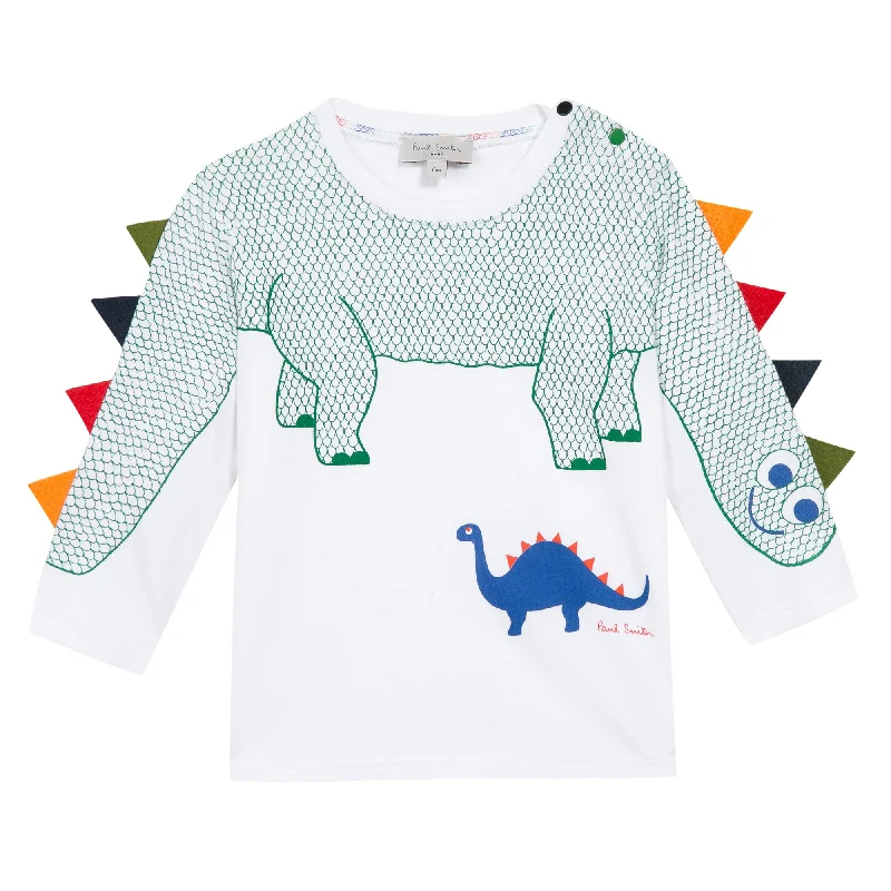 Hiking T-ShirtsPaul Smith Junior Baby Boys White Dinosaur T-Shirt With  Scale Detailing