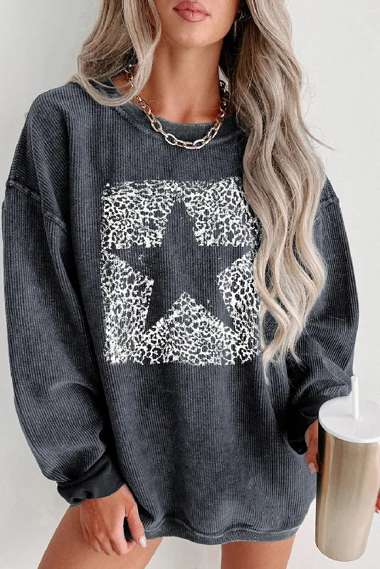 Travel SweatshirtsRound Neck Dropped Shoulder Star Graphic Sweatshirt