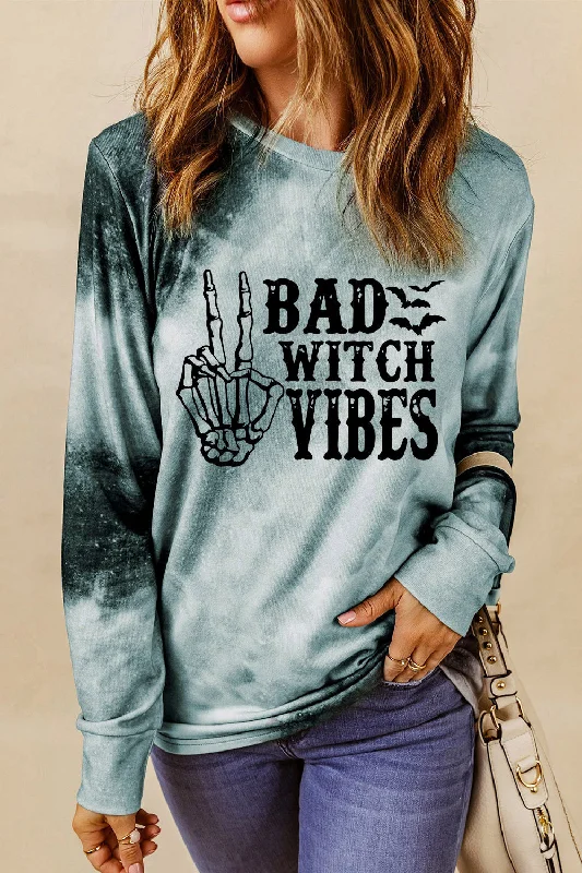 Yoga SweatshirtsRound Neck Long Sleeve BAD WITCH VIBES Sweatshirt