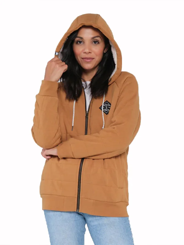 Fitted SweatshirtsSeeking Sherpa Workwear Brown Hoody Sweatshirt