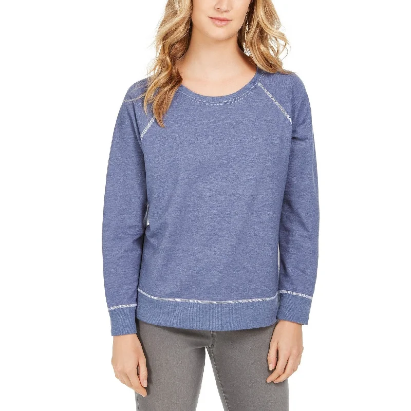 Waterproof HoodiesStyle & Co Women's Contrast-Stitched Sweatshirt Blue Size Medium