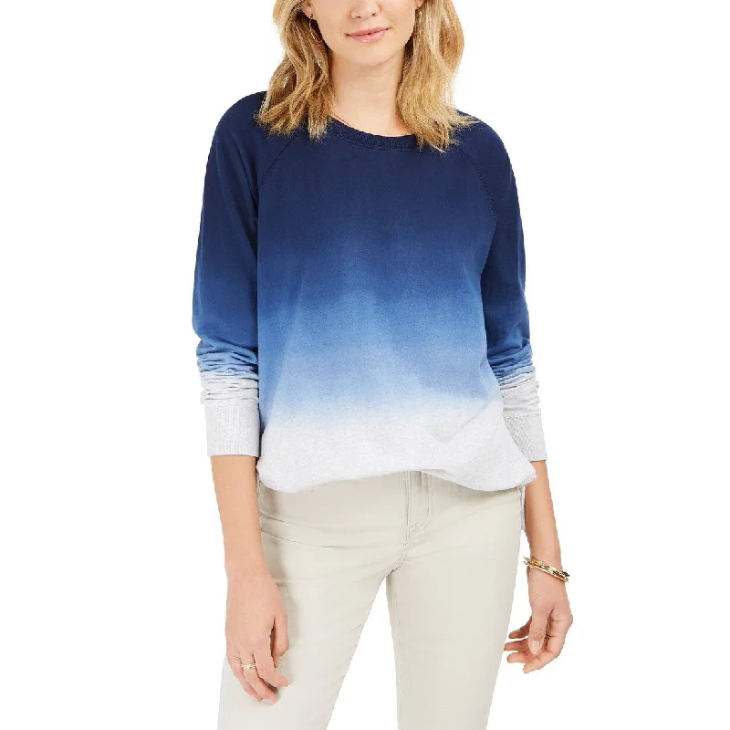 Patchwork SweatshirtsStyle & Co Women's Cotton Ombre Sweatshirt Blue Size Large