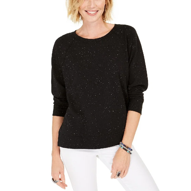 Linen Blend SweatshirtsStyle & Co Women's Speckled Sweatshirt Black Size Large