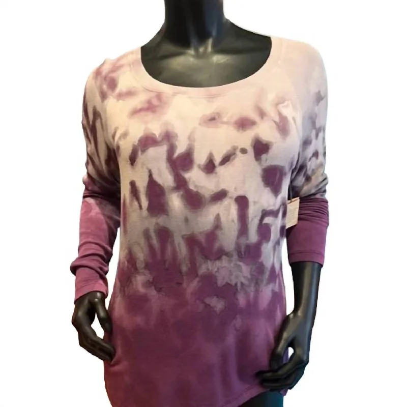 Outdoor T-ShirtsTie Dyed Long Sleeve Ribbed T-Shirt In Amulet