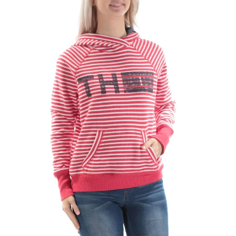 Band Merch SweatshirtsTommy Hilfiger Striped Logo-Graphic Sweatshirt Red Small