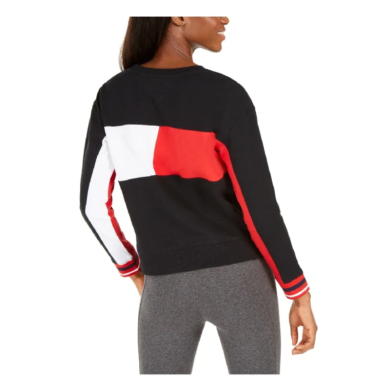 Sports Team HoodiesTommy Hilfiger Women's Colorblocked French Terry Sweatshirt Black Size Small