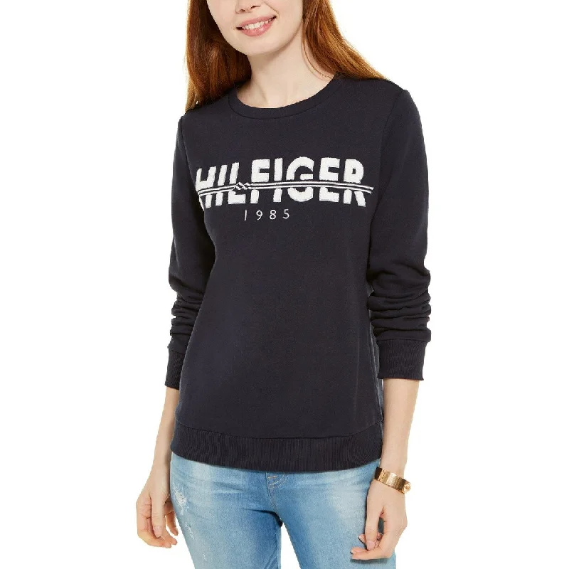 High-Fashion SweatshirtsTommy Hilfiger Women's Logo Sweatshirt Blue Size Extra Small