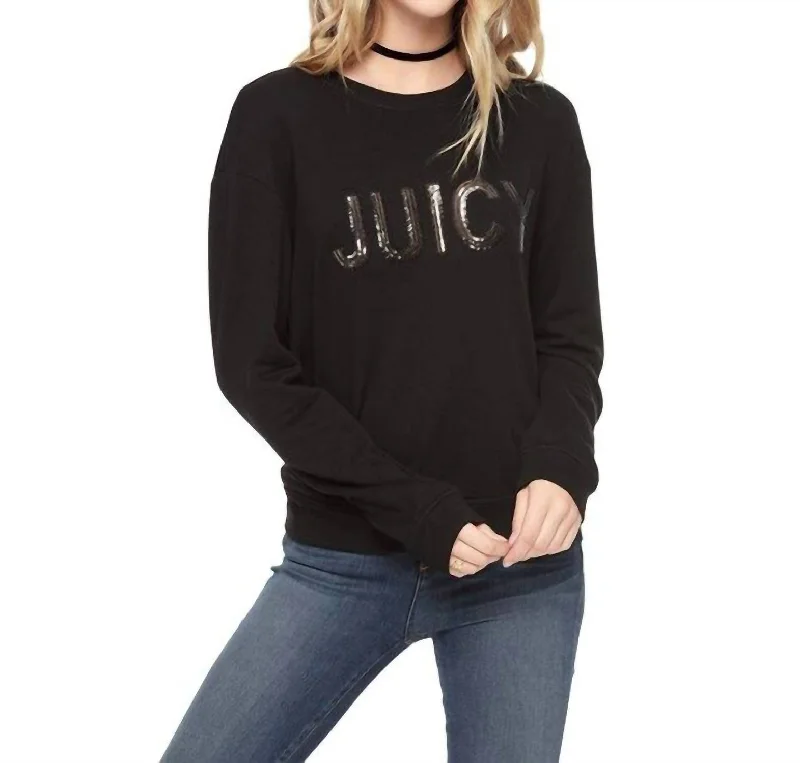 Studded SweatshirtsWomen's Cotton Crew Neck Sweatshirt In Black