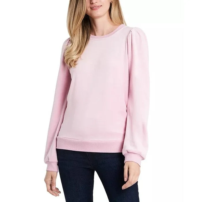 Fishing Sweatshirts1.STATE Women's Velour Puffed-Shoulder Sweatshirt Pink Size Medium