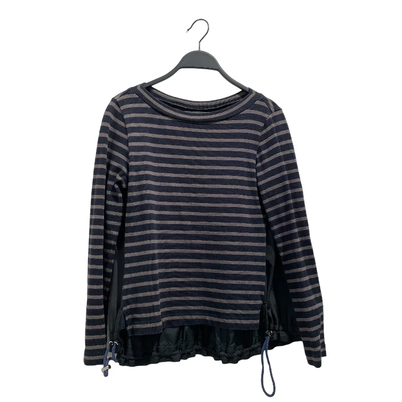 Printed SweatshirtsSacai/Sweatshirt/1/Stripe/Cotton/NVY/NYLON BACK