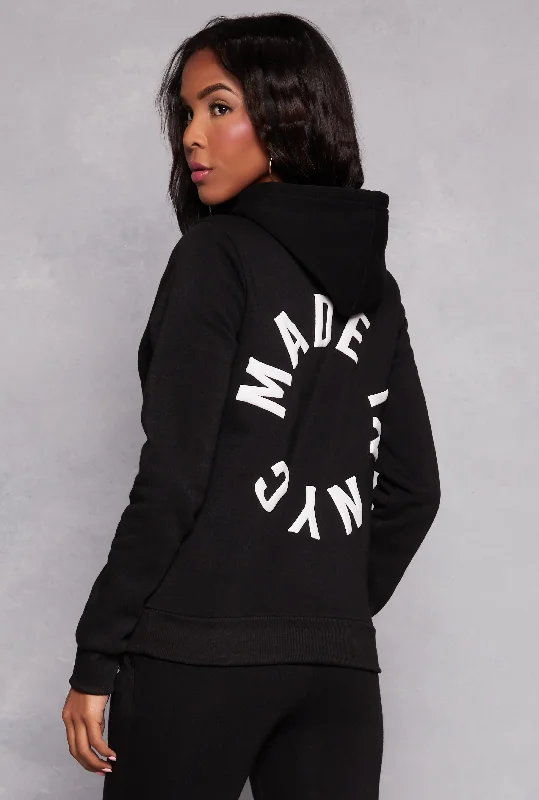 Patchwork SweatshirtsMade In NYC Graphic Back Hooded Sweatshirt