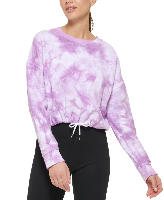 Logo HoodiesDKNY Women's Cotton Tie Dyed Sweatshirt Purple Size Large