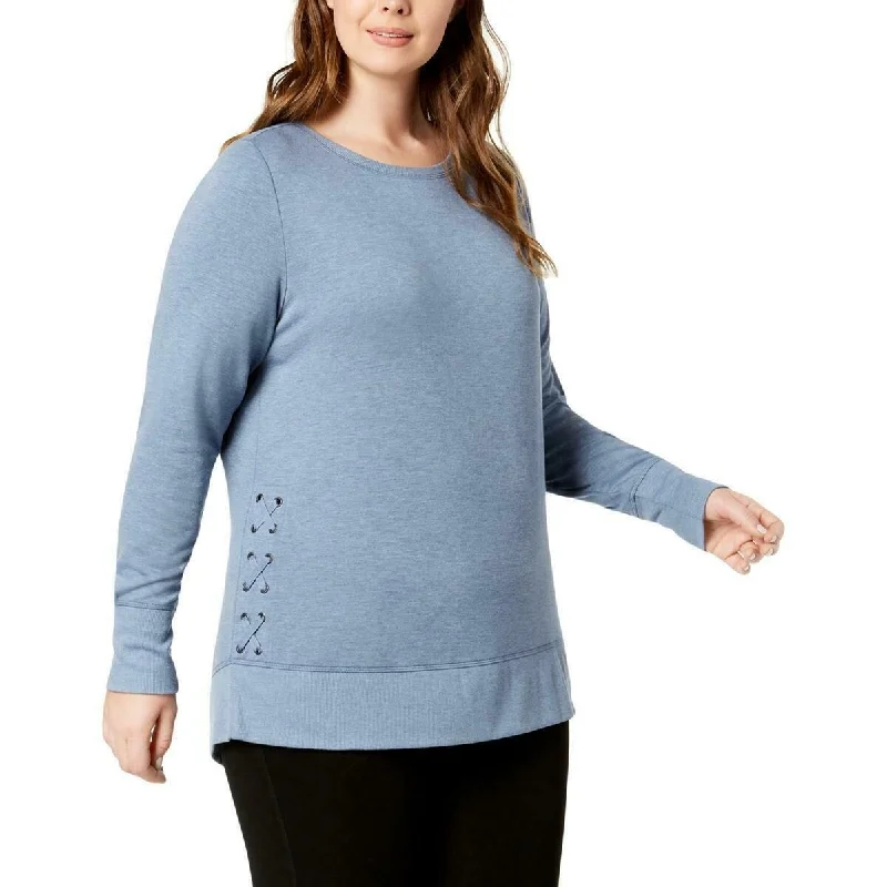 Pullover HoodiesIdeology Women's Top Lace Up Wide Cuff Sweatshirt Blue Size 2 Extra Large - XX-Large