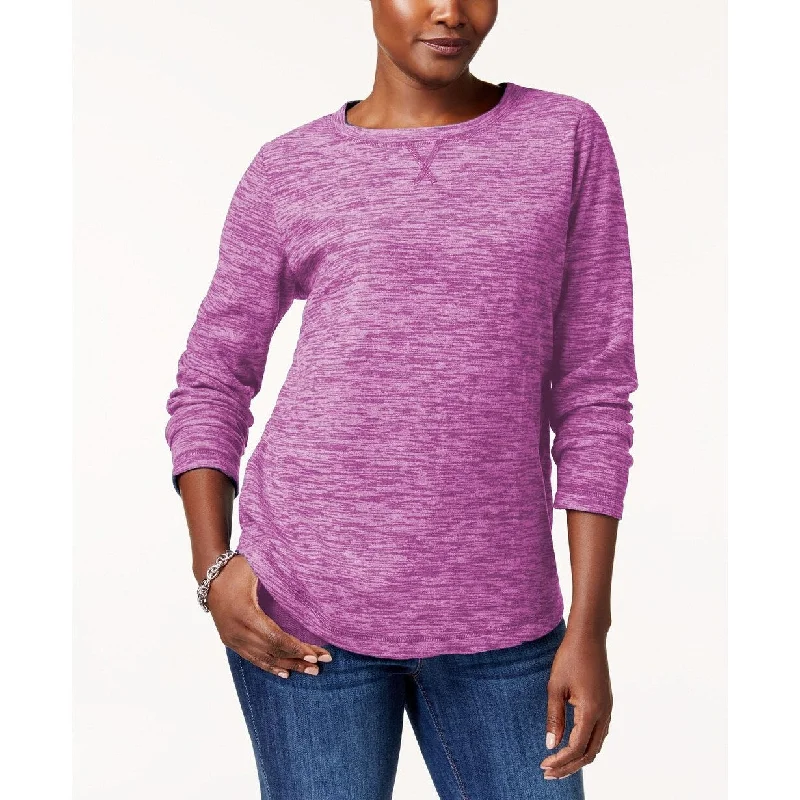 Kangaroo Pocket SweatshirtsKaren Scott Women's Microfleece Spacedye Crew-Neck Sweatshirt Purple Size Large