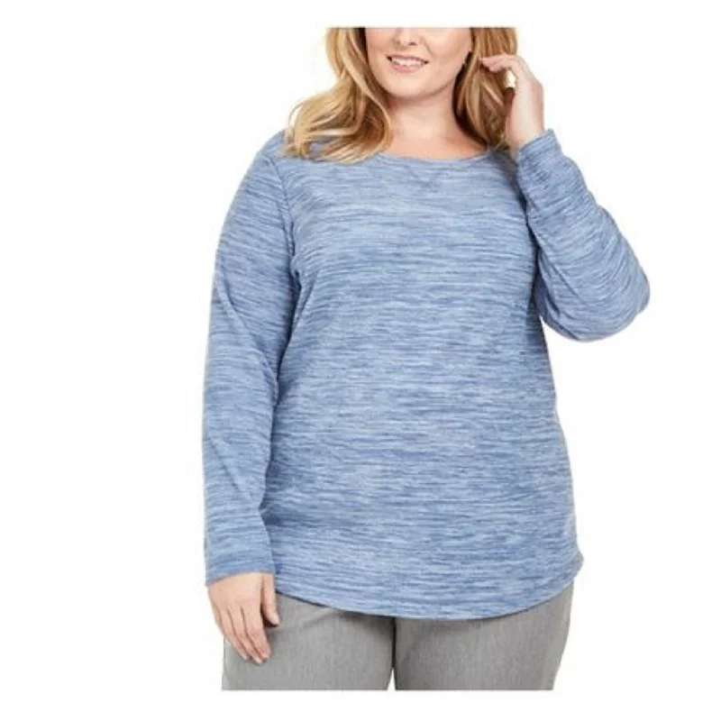 Wool Blend SweatshirtsKaren Scott Women's Petite Marled Sweatshirt Blue Size Petite Extra Large - Petite-XL