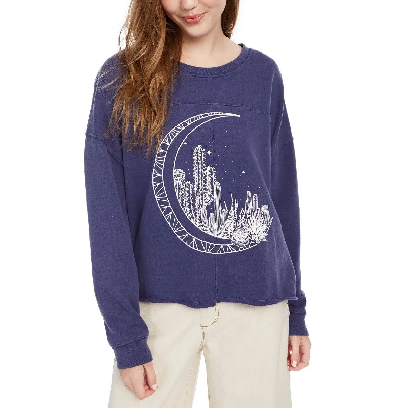 Gym HoodiesPretty Rebellious Juniors' Moon Graphic-Print Sweatshirt Dark Blue Size Extra Small