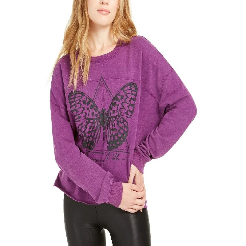 Oversized HoodiesRebellious One Women's Juniors' Butterfly Graphic Sweatshirt Purple Size X-Large