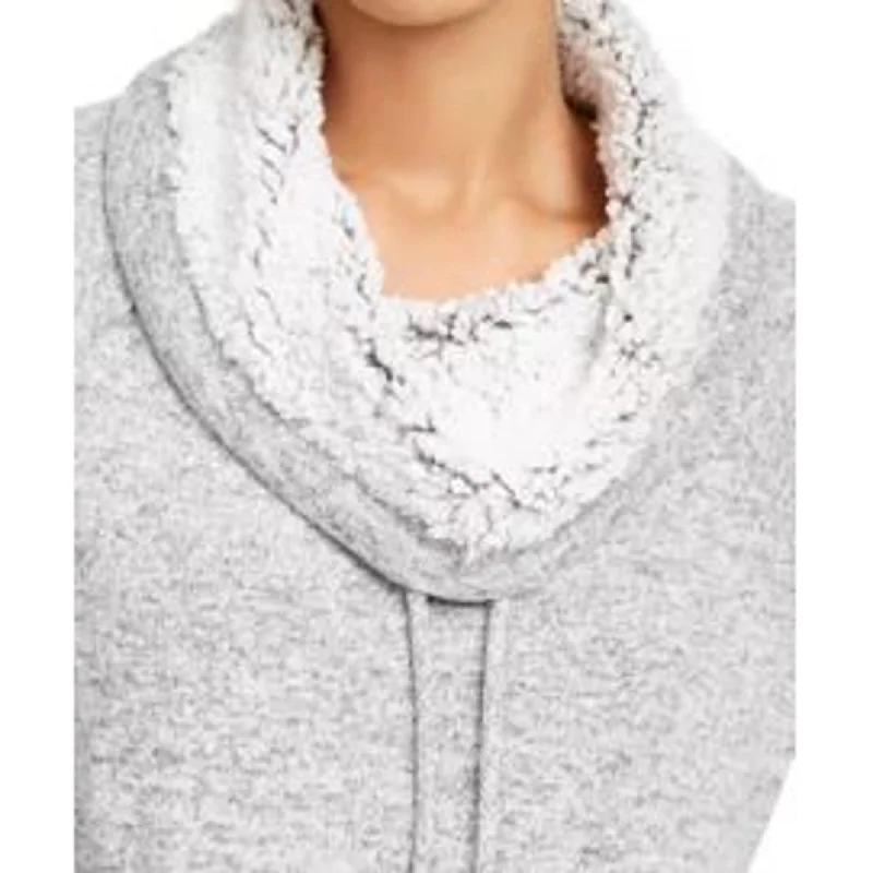 Recycled Fabric HoodiesUltra Flirt Juniors' Sherpa Lined Funnel Neck Sweatshirt Gray Size Medium