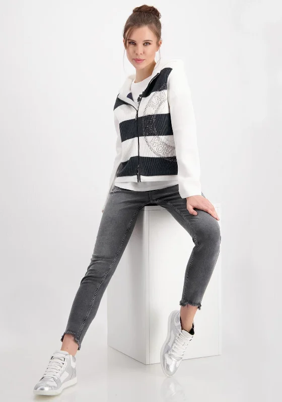 Monari Sporty Style Panel Cardigan, White Multi