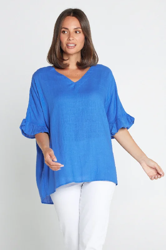 VNeckTopSamuraiFarrah Linen V Neck Top - Blue