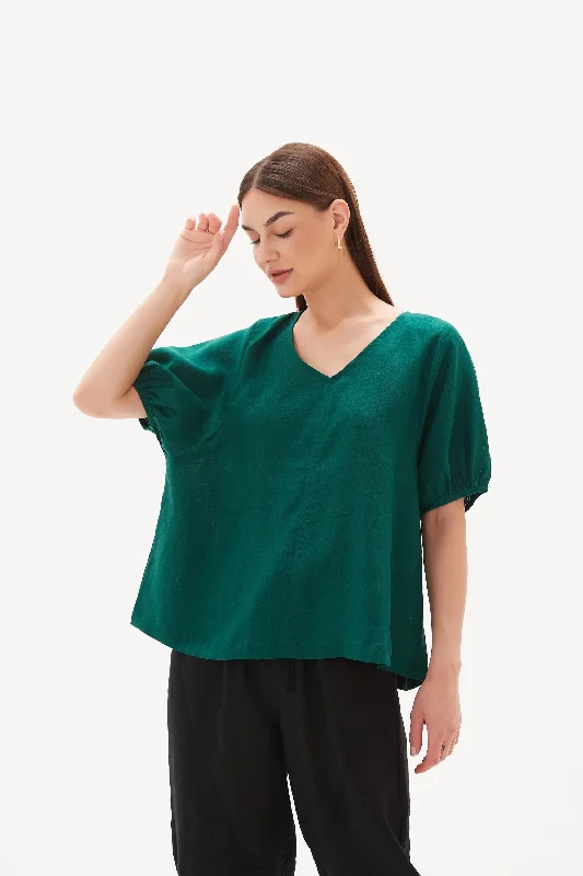 VNeckTopPegasusTirelli - 22A2776 V Neck Bishop Sleeve Top