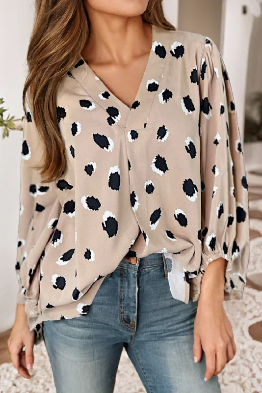 VNeckTopDragonLeopard V Neck Blouse