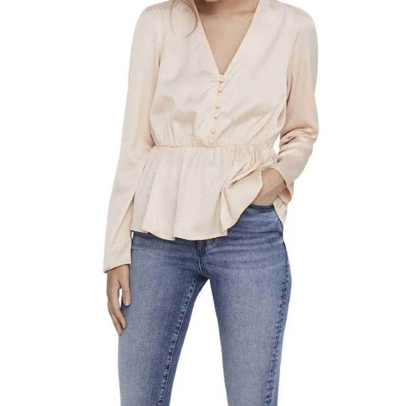 VNeckTopSteelV Neck Blouse In Rose Dust