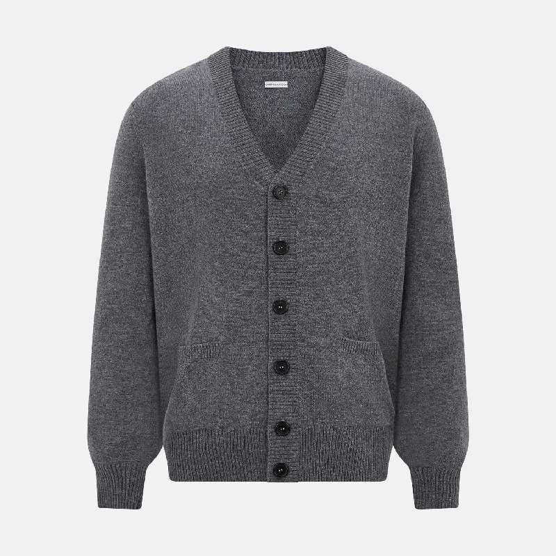 Grey Melange Cashmere Cardigan