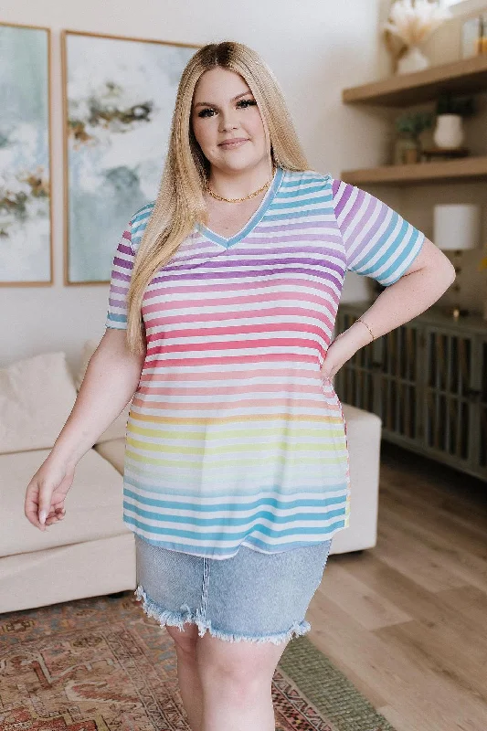 VNeckTopProHazel Blues® |  Looking for Rainbows V-Neck Striped Top