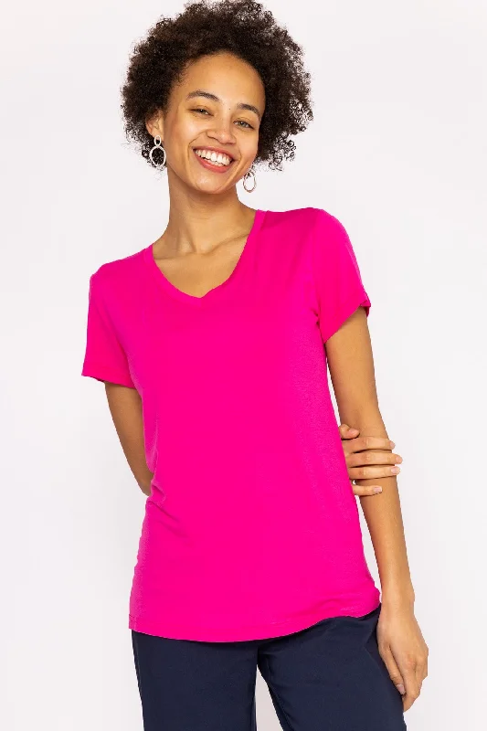 VNeckTopBronzeV Neck Tee in Pink