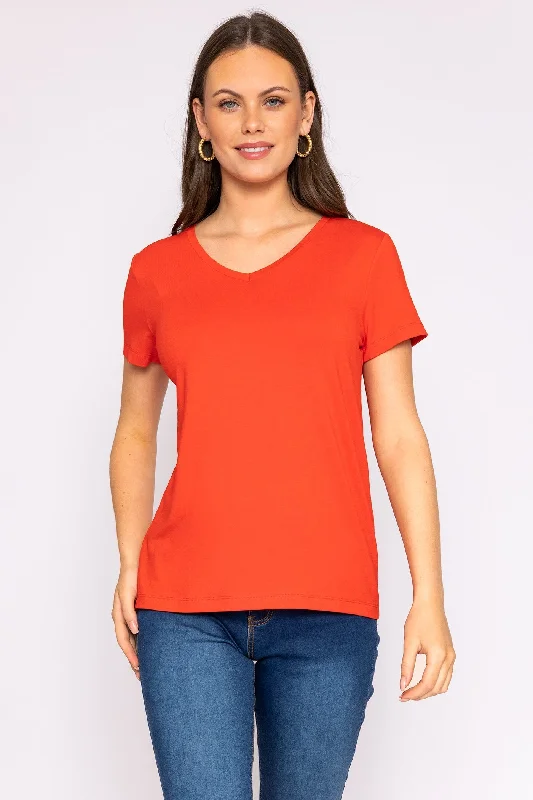 VNeckTopValkyrieV Neck Tee in Red